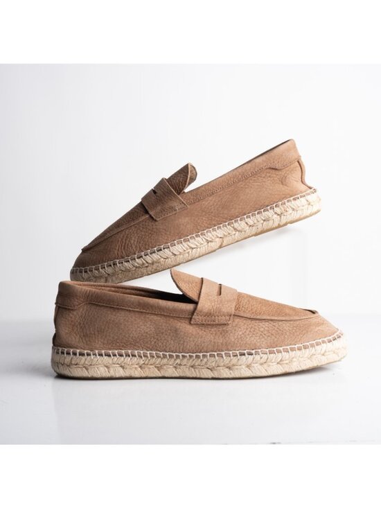 Massimo Dutti Mens Leather Espadrille Loafers Brown Sz US 9 EU 42 NWD defect main image 4